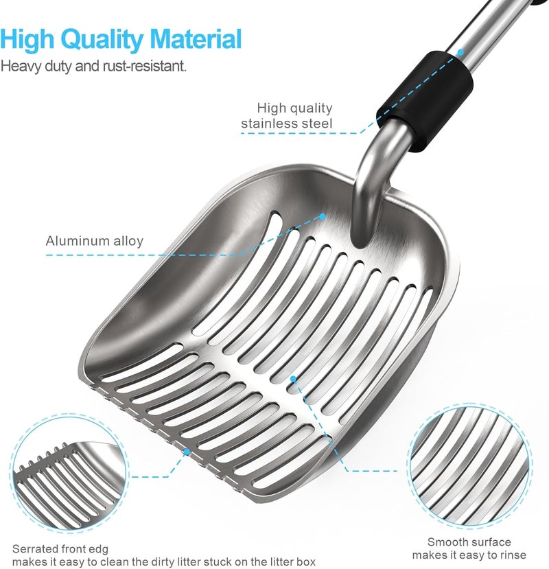 Depets Cat Litter Scoop, Metal Litter Scooper with Deep Shovel, Detachable Long Handle Cat Litter Sifter with Holder, Large Durable Cat Litter Shovel with Foam Pad Grip for Easy Sifting - Image 5